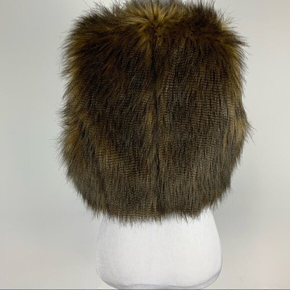 INC International concepts faux fur vest size P brown vegan shrug fall western - Picture 4 of 8
